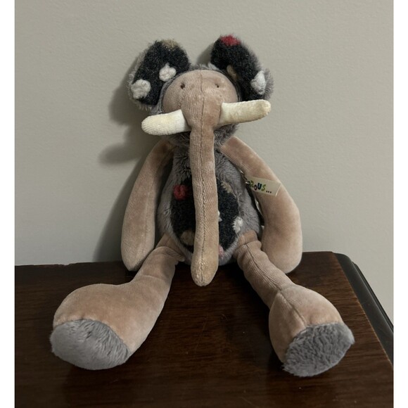 Moulin Roty Elephant Plush Les Zazous Collection Gray Doudou Lovey - Picture 1 of 11